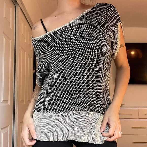 Belladini Black & Silver Knit Coverup Top – Size M - Picture 1 of 7